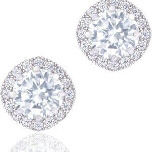 18K Gold Plated CZ Simulated Diamond Stud Earrings for Women – Hypoallergenic